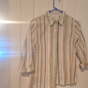 Striped Kids Shirt - Green, Orange, White